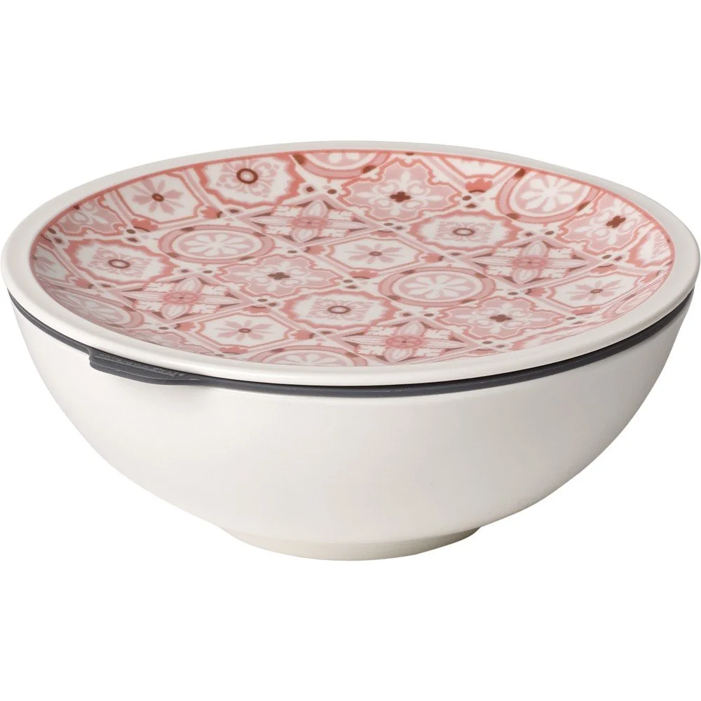 Červeno-bílá porcelánová dóza na potraviny Villeroy & Boch Like To Go, ø 16,3 cm v:1431229
