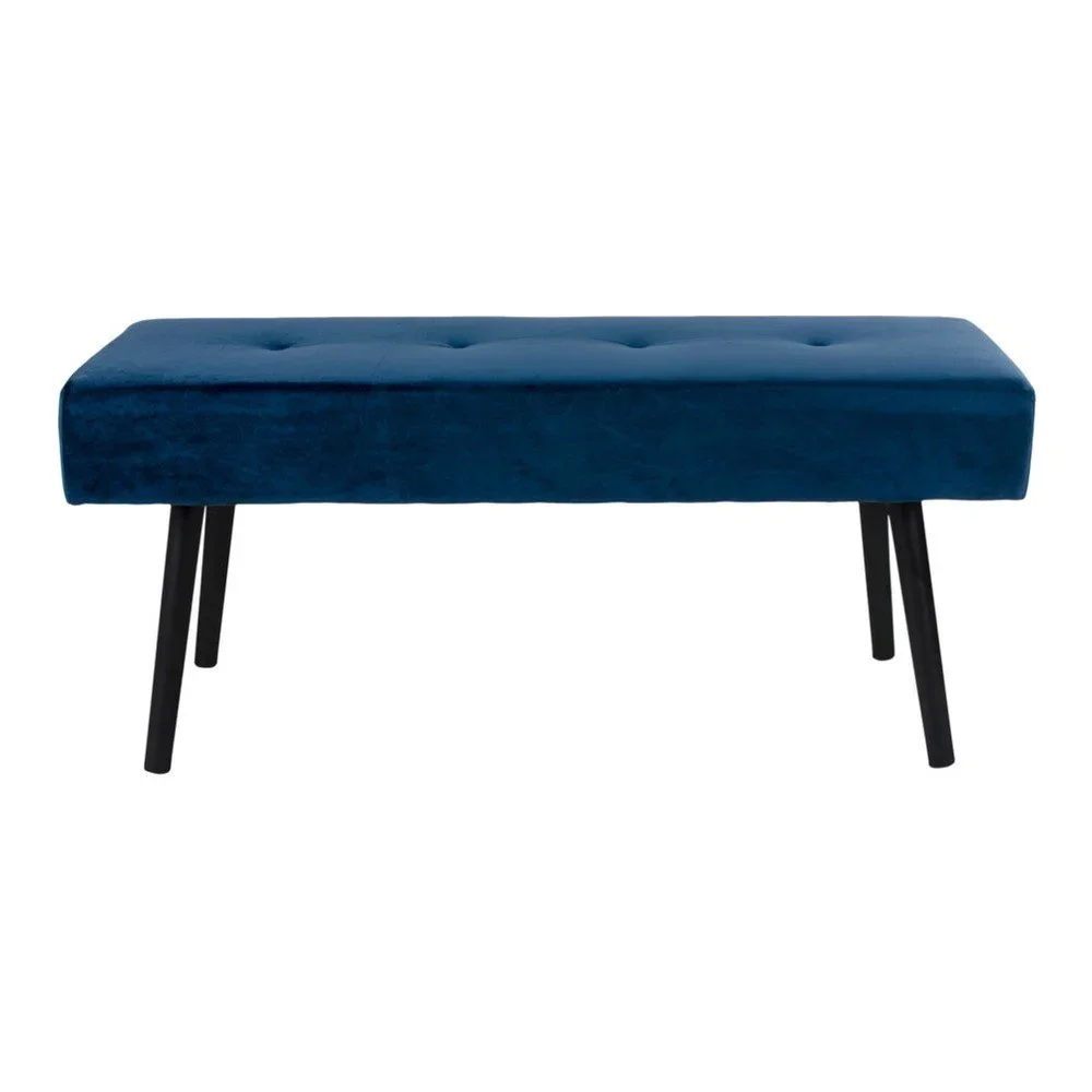 Tmavě modrá polstrovaná lavice se sametovým potahem House Nordic Skiby, 100 x 35 cm v:1039380