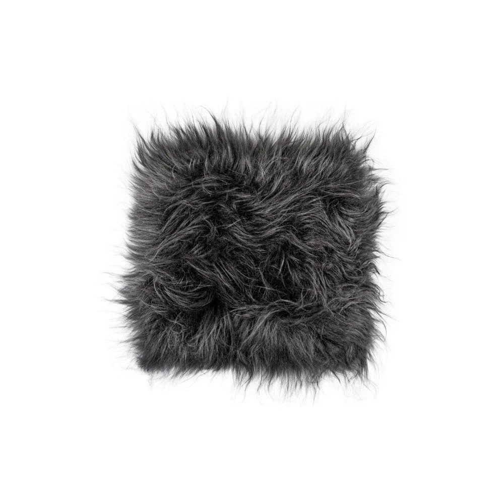 Tmavě šedý kožešinový podsedák s dlouhým chlupem Arctic Fur Eglé, 37 x 37 cm v:957882
