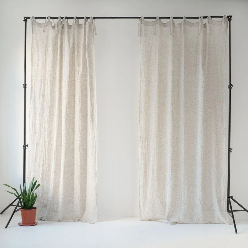 Béžový lněný lehký závěs s poutky Linen Tales Daytime, 275 x 130 cm v:1370483
