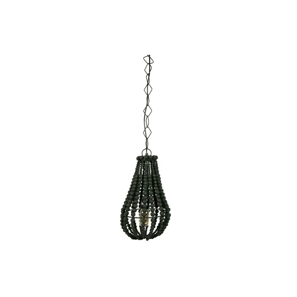 Lustr z černých dřevěných korálků De Eekhoorn Funale, výška 23 cm v:865368