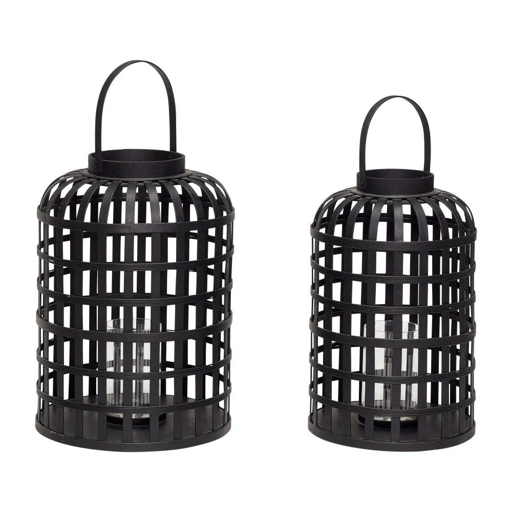 Sada 2 černých bambusových luceren Hübsch Bamboo Garo v:1259908