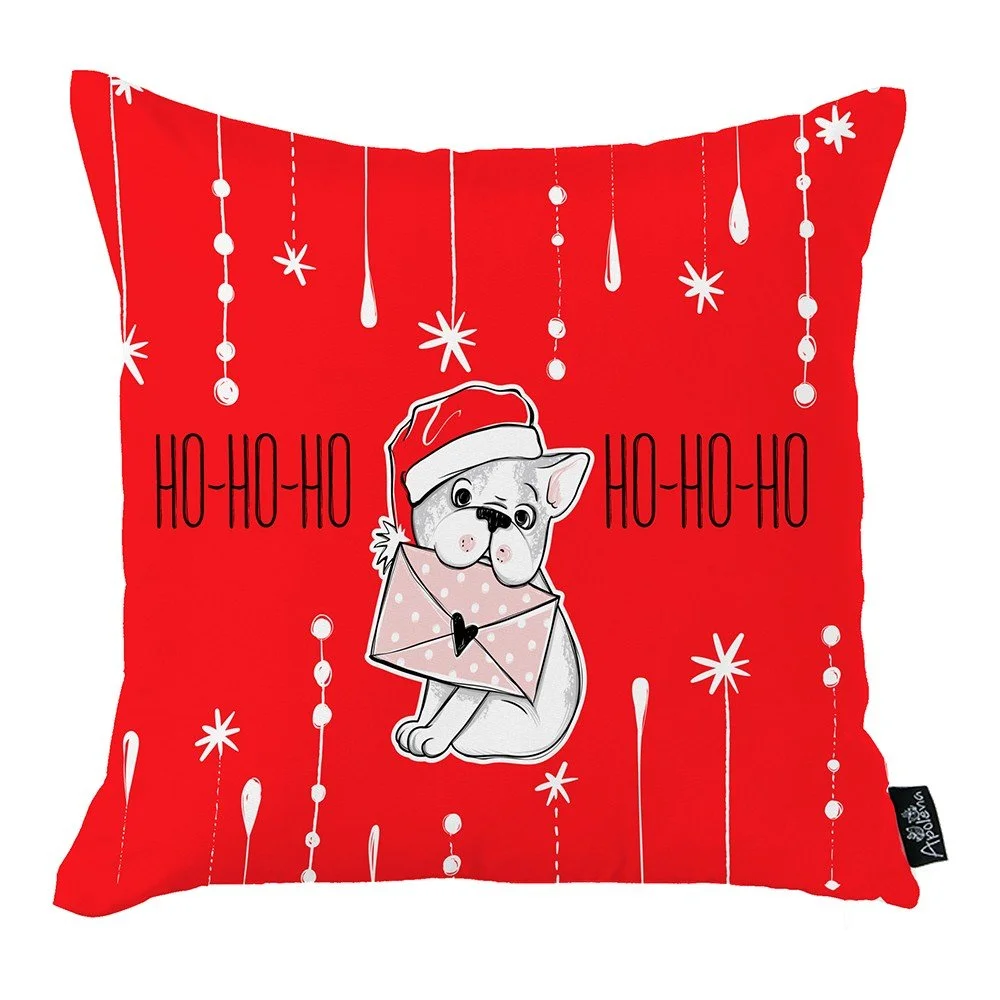 Červený vánoční povlak na polštář Mike & Co. NEW YORK Honey Ho-Ho-Ho Christmas Dog, 45 x 45 cm v:1315848
