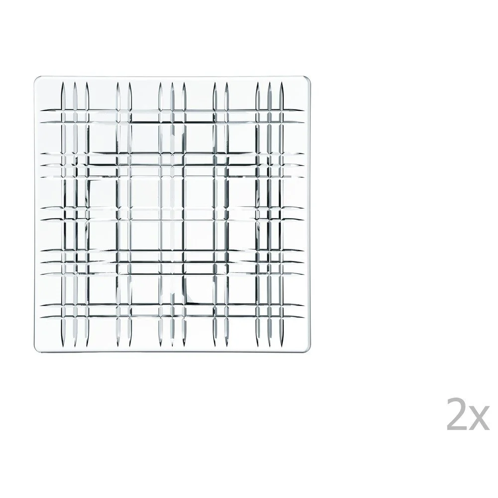 Sada 2 čtvercových talířů z křišťálového skla Nachtmann Square Platter, 21 x 21 cm v:1318416