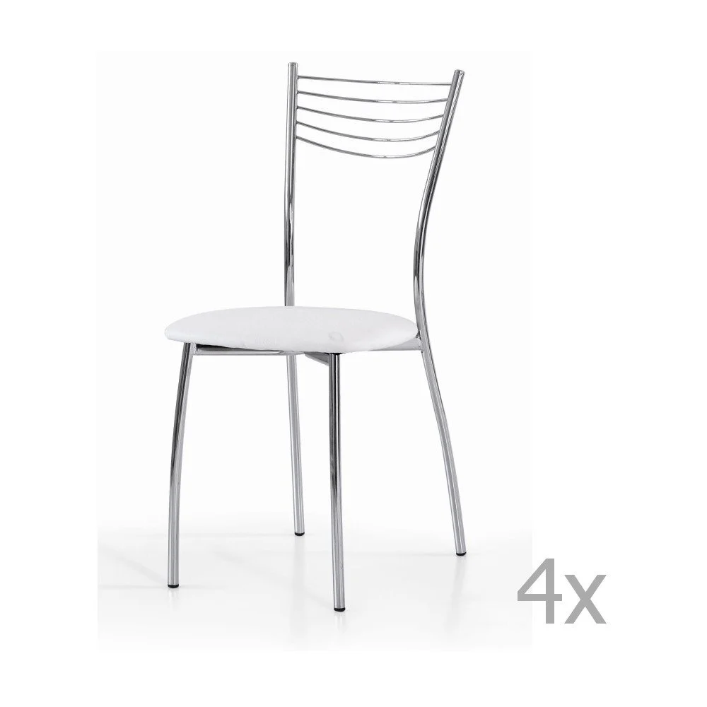 Sada 4 bílých jídelních židlí Castagnetti Cromo v:856956