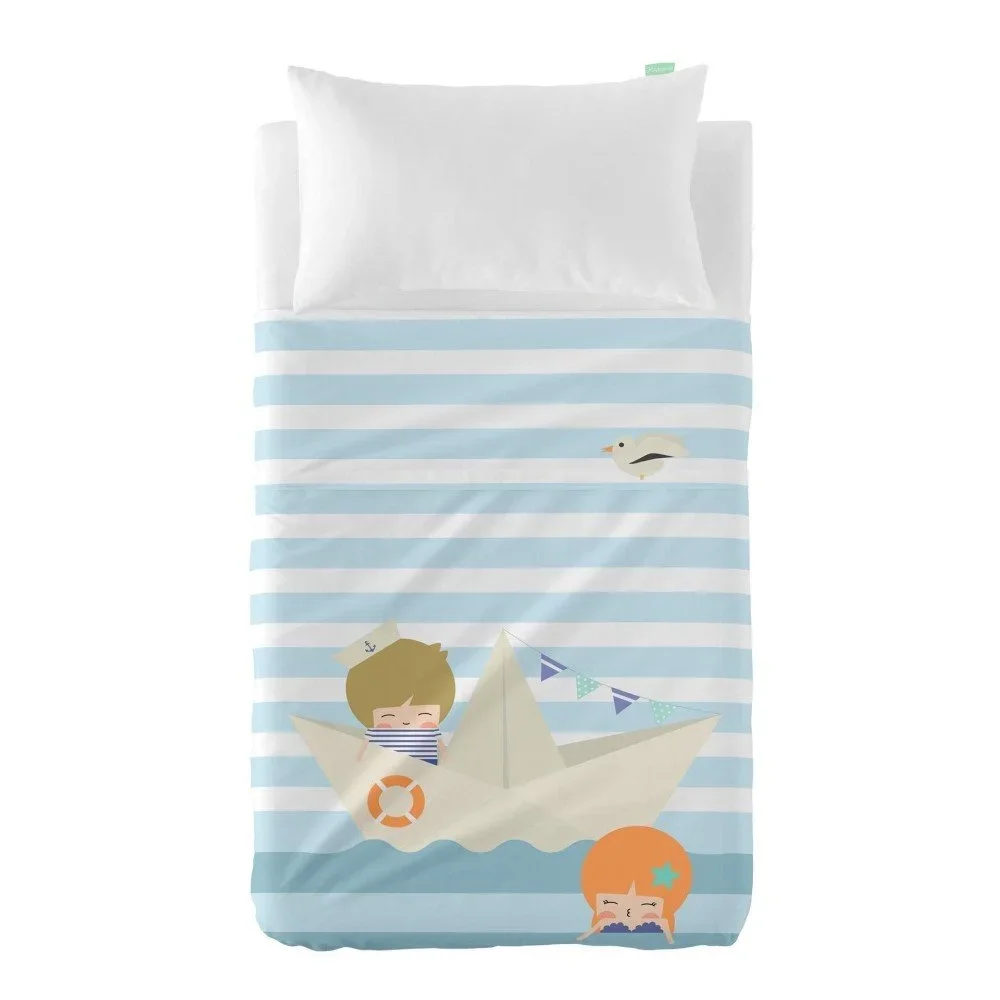 Set prostěradla a povlaku na polštář z čisté bavlny Happynois Sailor, 100 x 130 cm v:932480