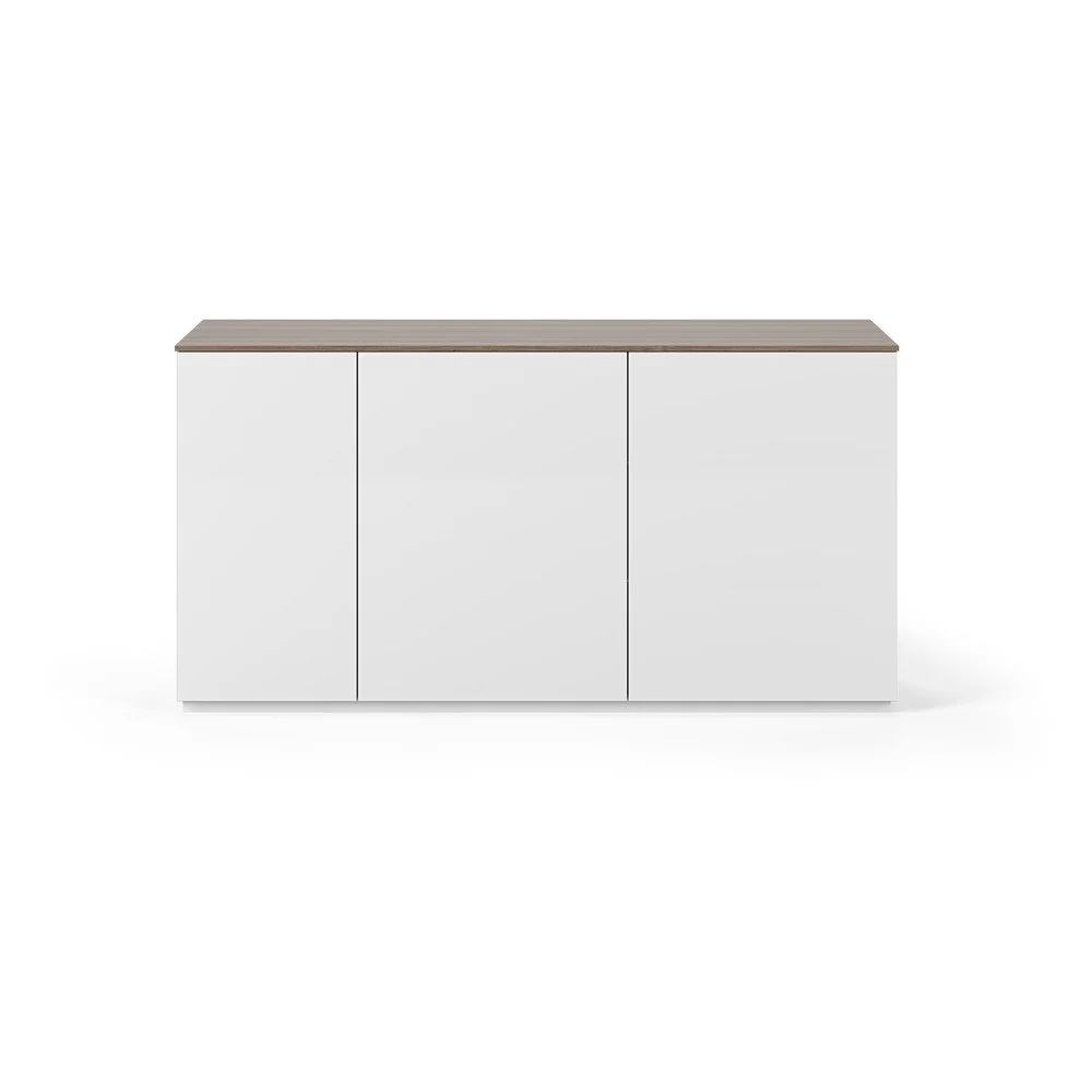 Bílá komoda s deskou v dekoru ořechu se 3 dveřmi TemaHome Join, šířka 160 cm v:1352477