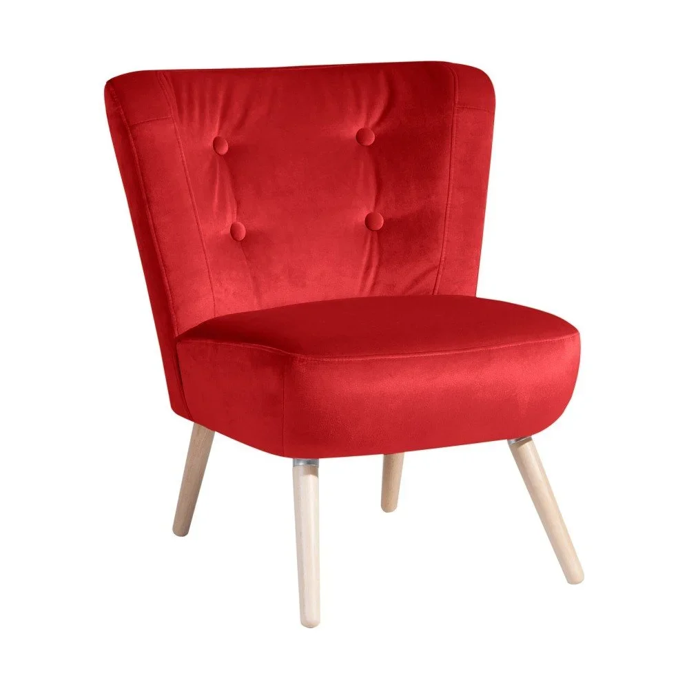 Červené křeslo Max Winzer Neele Velvet v:909190