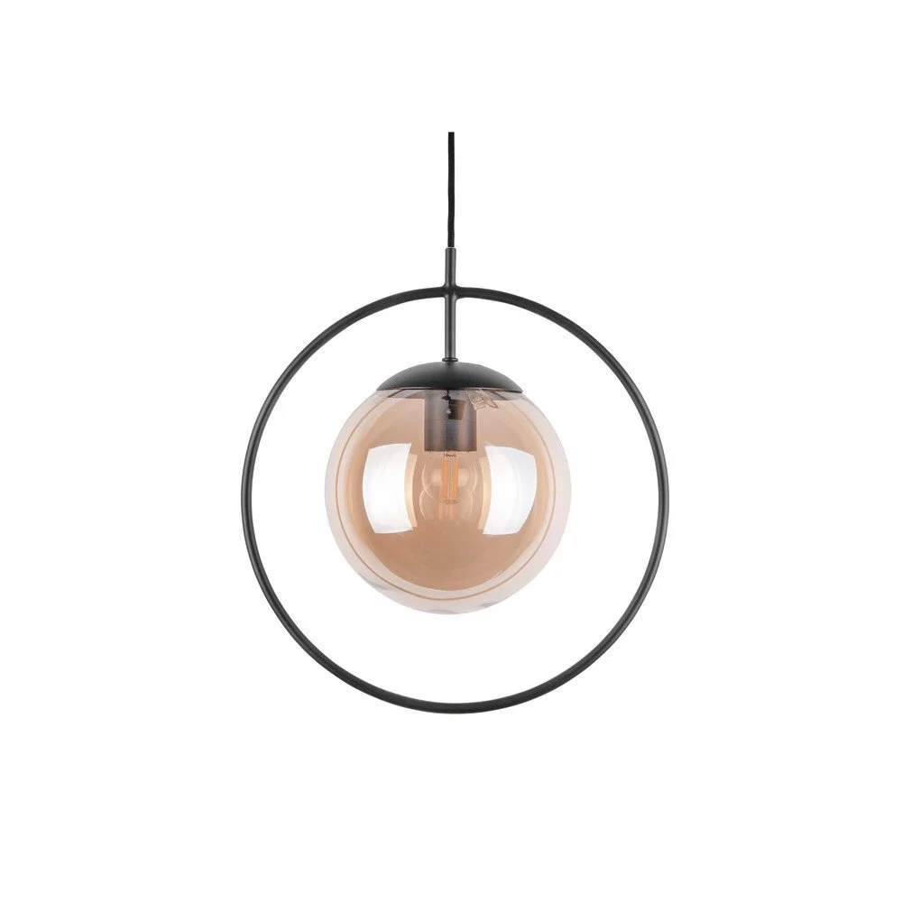 Hnědo-černé závěsné svítidlo Leitmotiv Round, výška 38 cm v:1315444