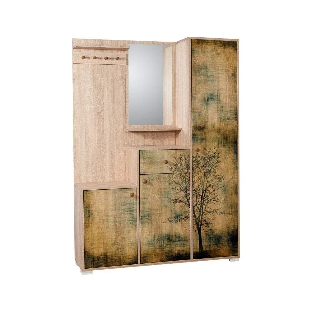 Hnědá předsíňová stěna se zrcadlem Kardelen Tree, výška 188 cm v:1284758