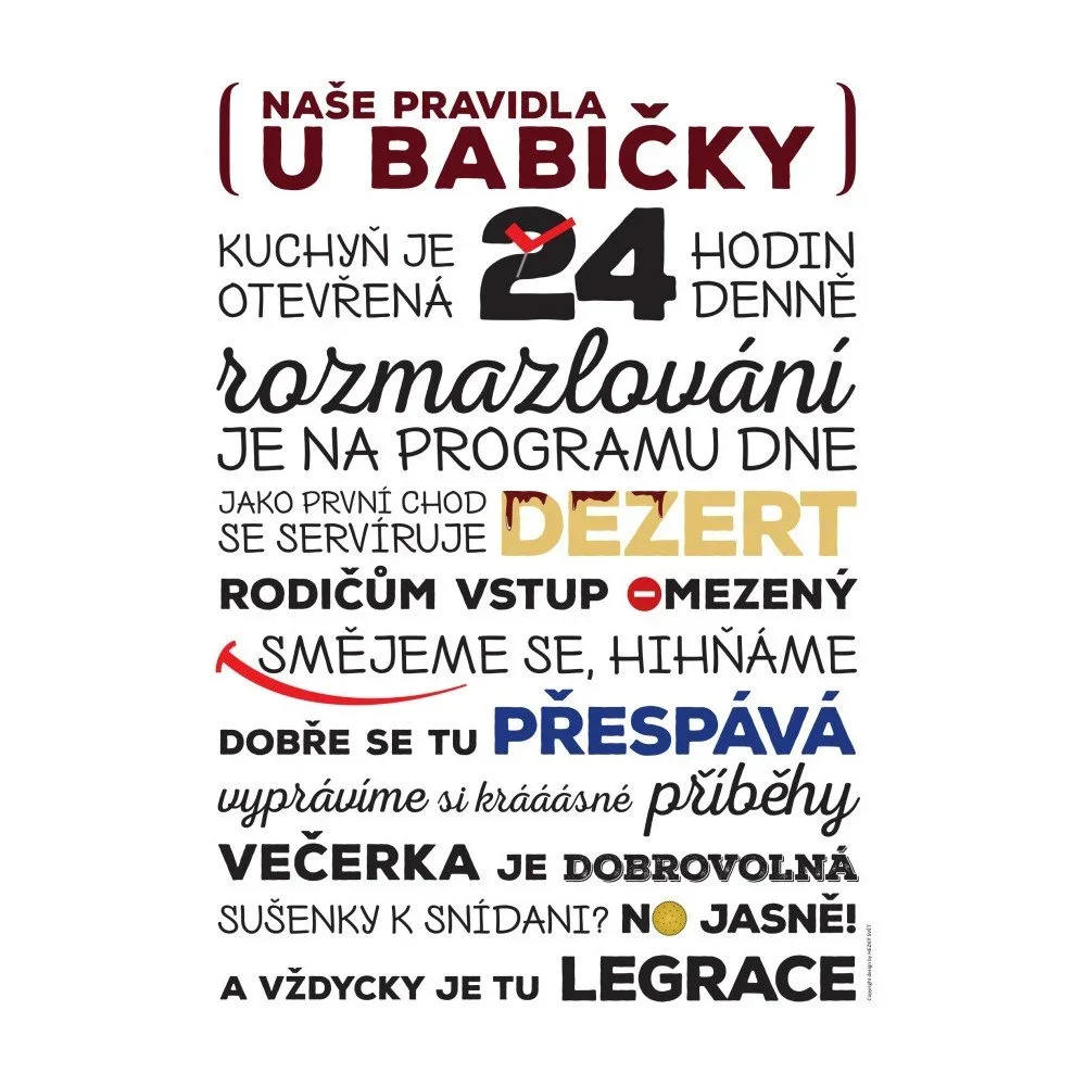Plakát Hezký svět Pravidla u babičky, 70 x 50 cm v:833126