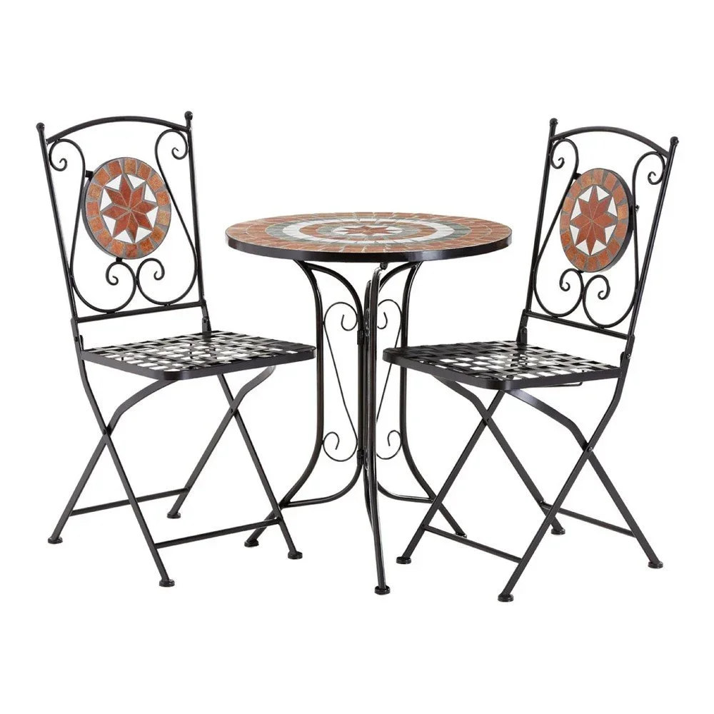 Set 2 cihlově červených zahradních židlí a stolku Premier Housewares Amalfi v:1067854