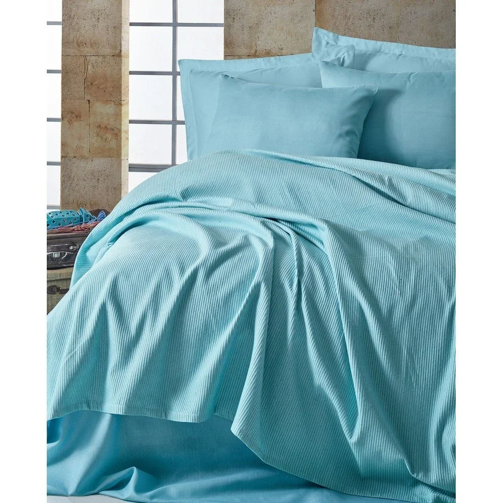 Set přehozu, prostěradla a 2 povlaků na polštáře EnLora Home Deportes Baby Blue, 200 x 235 cm v:1332400
