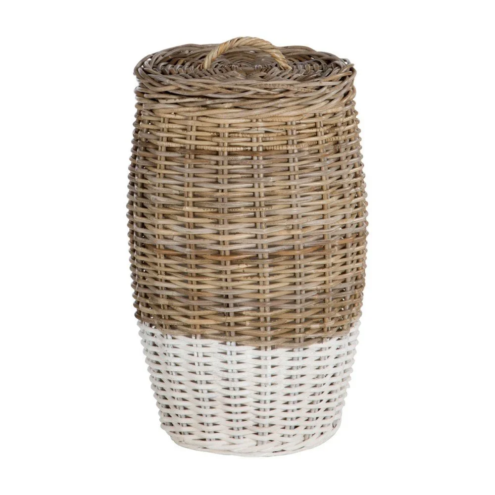 Bílo-hnědý koš na prádlo z proutí Premier Housewares Hampstead Round, 85 l v:1079926