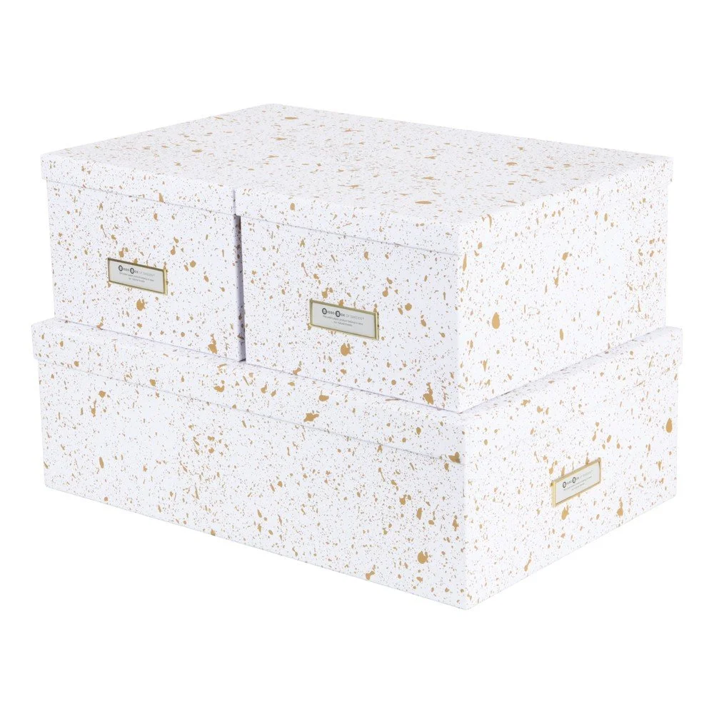 Sada 3 úložných krabic ve zlato-bílé barvě Bigso Box of Sweden Inge v:1413073