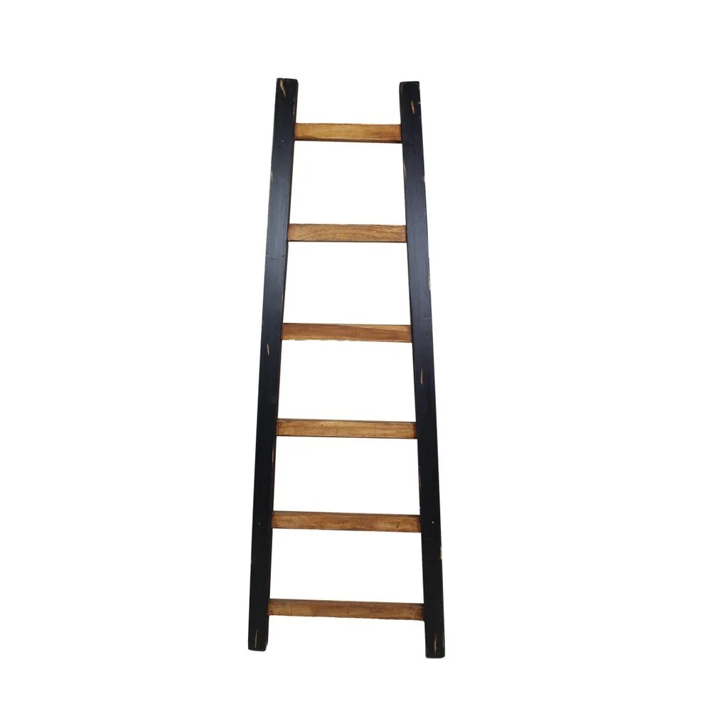 Černý dekorativní žebřík z teakového dřeva HSM collection Tangga, délka 150 cm v:872010
