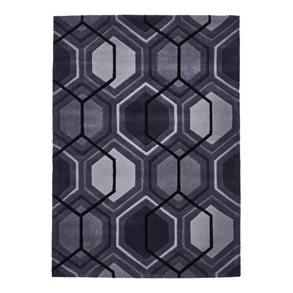 Šedý ručně tuftovaný koberec Think Rugs Hong Kong Hexagon Charcoal, 150 x 230 cm v:1172494