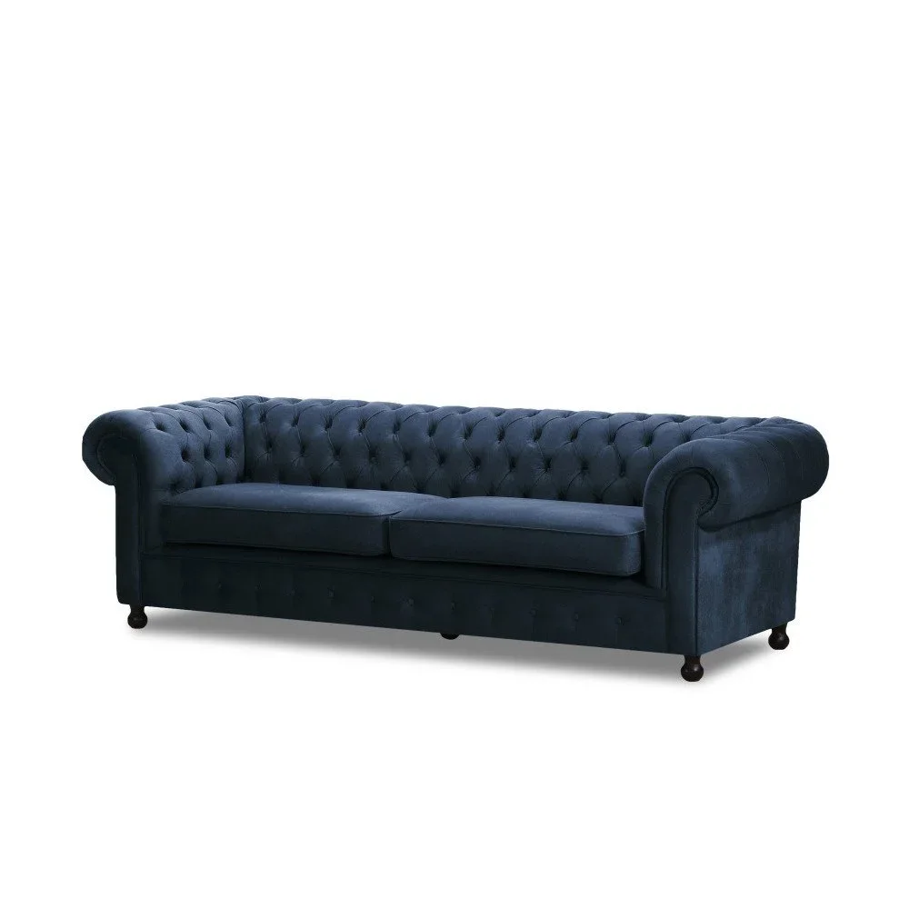 Modrá pohovka pro tři Wintech Chesterfield v:820868