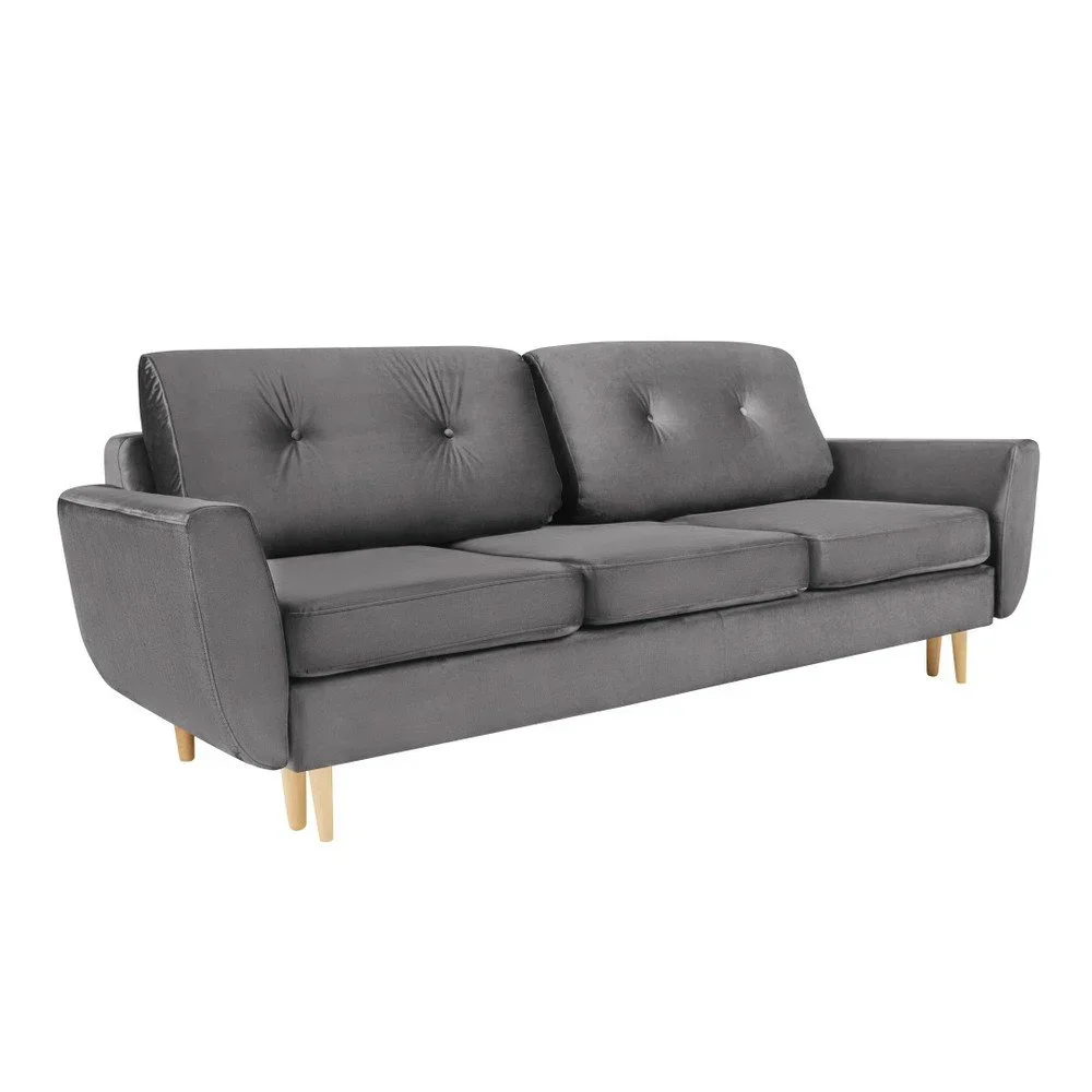 Šedá rozkládací třímístná pohovka s úložným prostorem Mazzini Sofas Silva v:983906