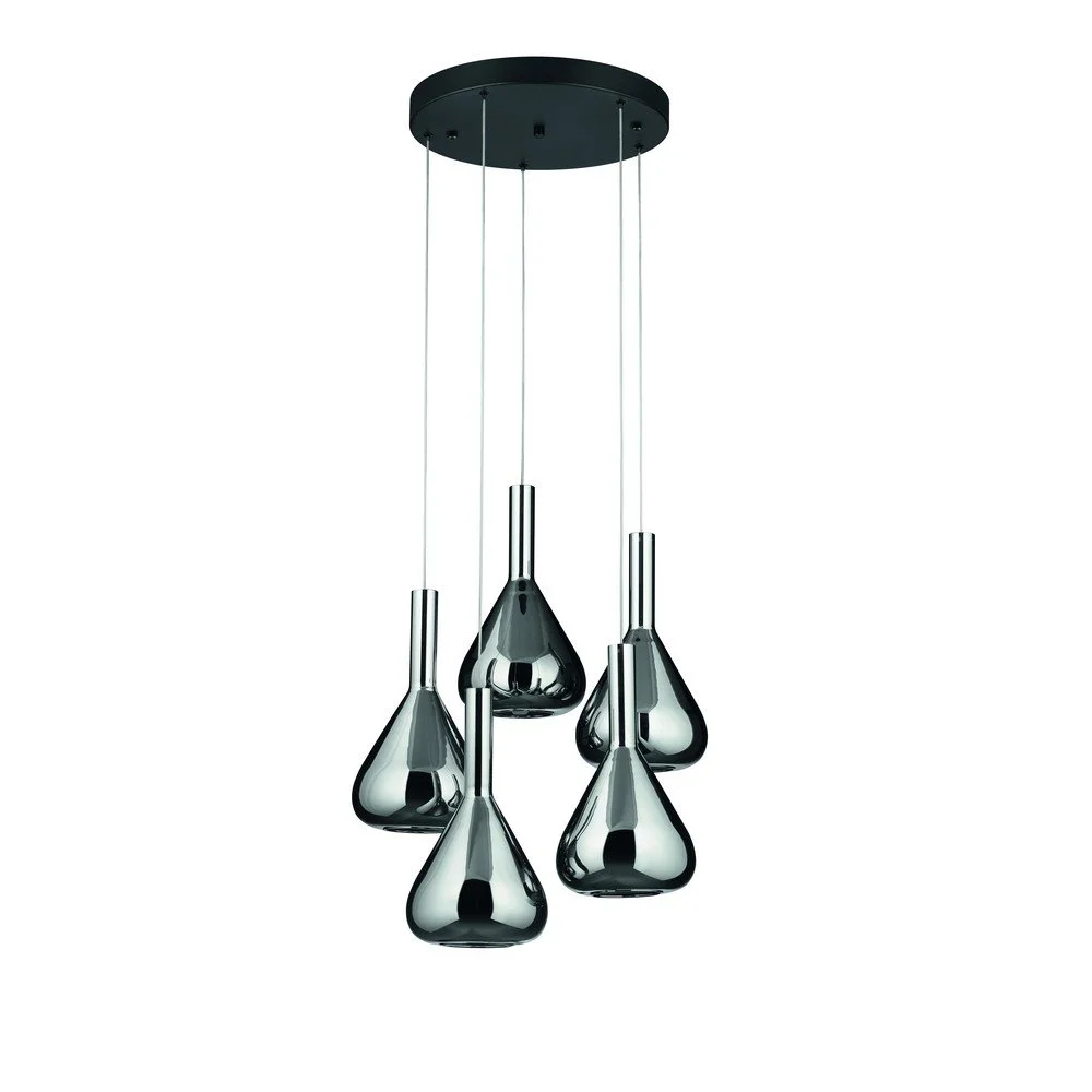 Černé LED závěsné svítidlo se skleněným stínidlem ø 55 cm Cipera – CINQUE v:1615492