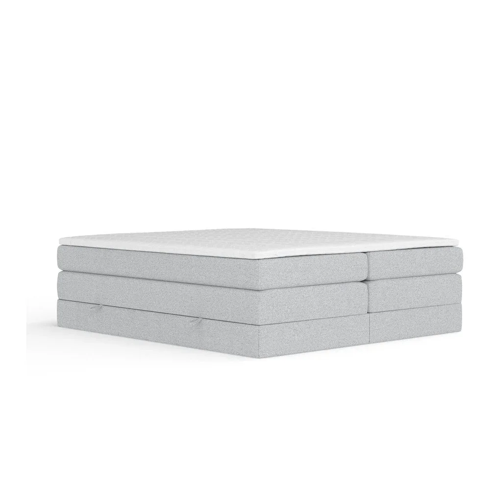 Světle šedá boxspring postel s úložným prostorem/bez čela 200x200 cm Juniper – Maison de Rêve v:1820184