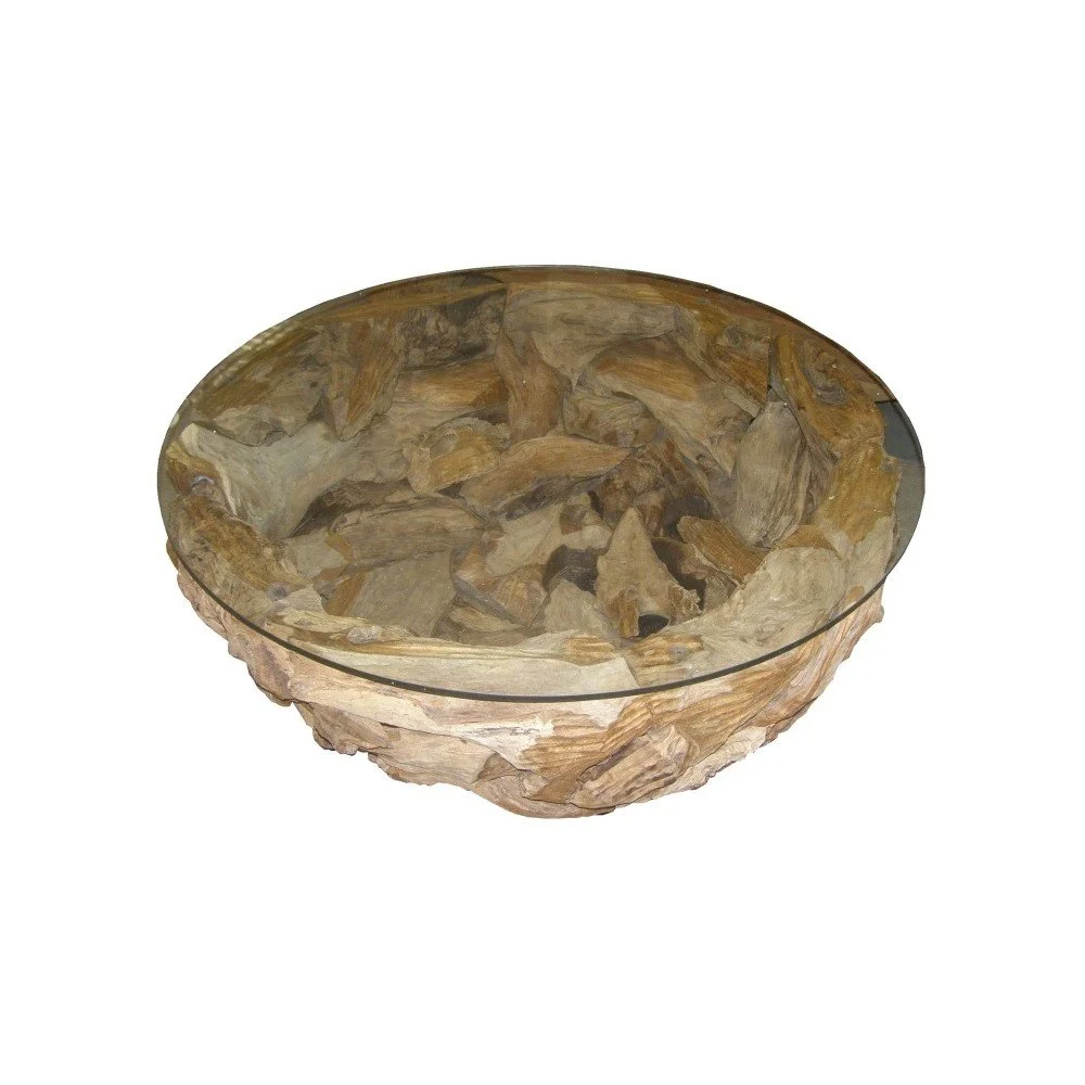Konferenční stolek z neopracovaného teakového dřeva HSM collection Mara, ⌀ 80 cm v:872098