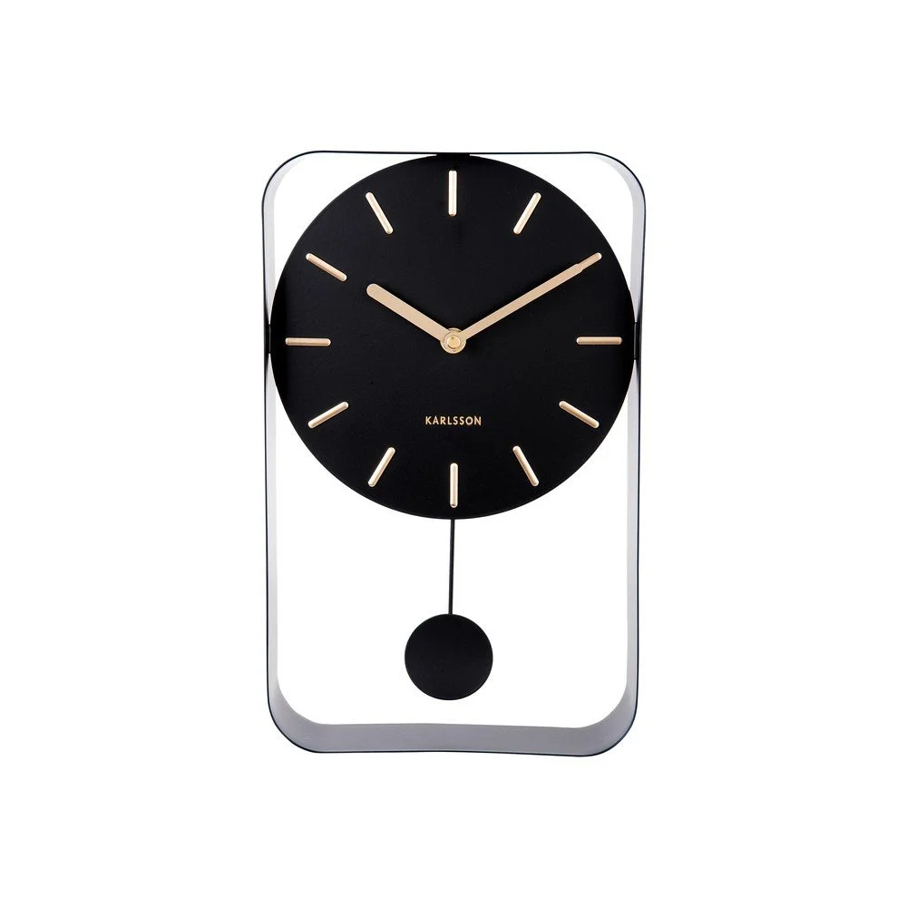 Černé nástěnné hodiny s kyvadlem Karlsson Charm, výška 32,5 cm v:1335838