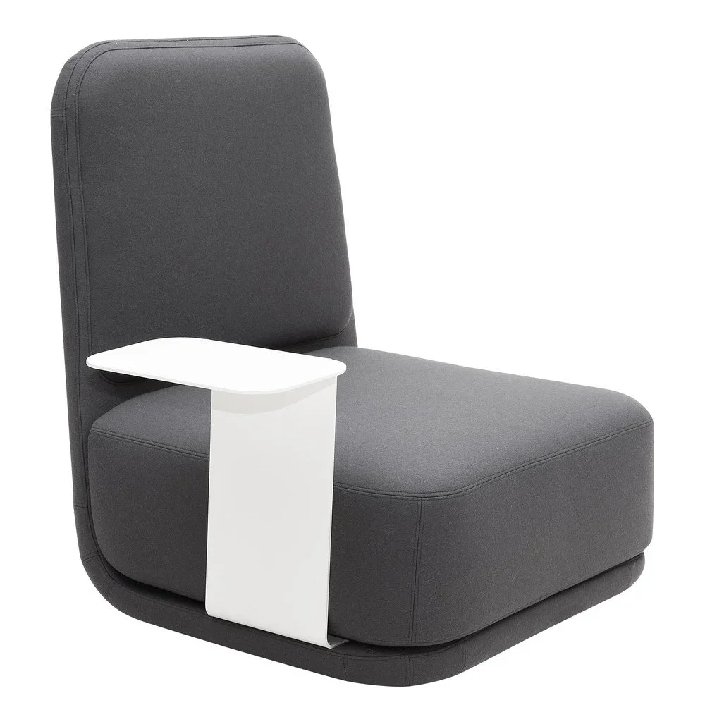 Tmavě šedé křeslo s bílým kovovým stolkem Softline Standby High + Side Table v:1373419