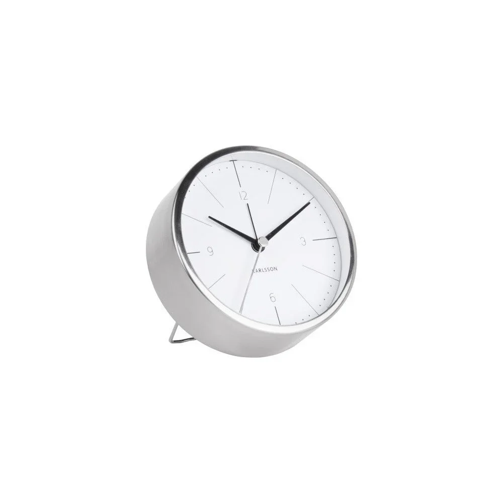 Bílo-šedý budík Karlsson Normann, Ø 10 cm v:1088872 Bílo-šedý budík Karlsson Normann, Ø 10 cm v:1088872