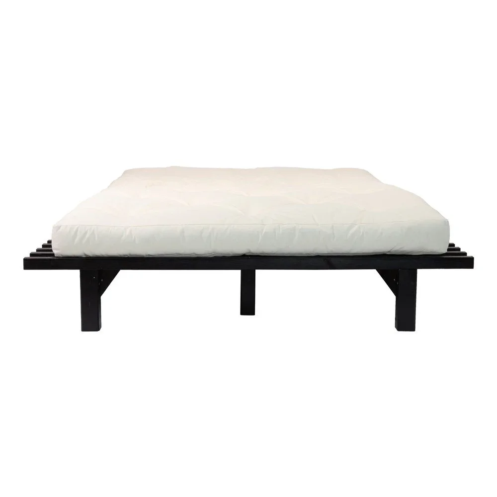 Dvoulůžková postel z borovicového dřeva s matrací Karup Design Blues Comfort Mat Black/Natural, 160 x 200 cm v:1309006