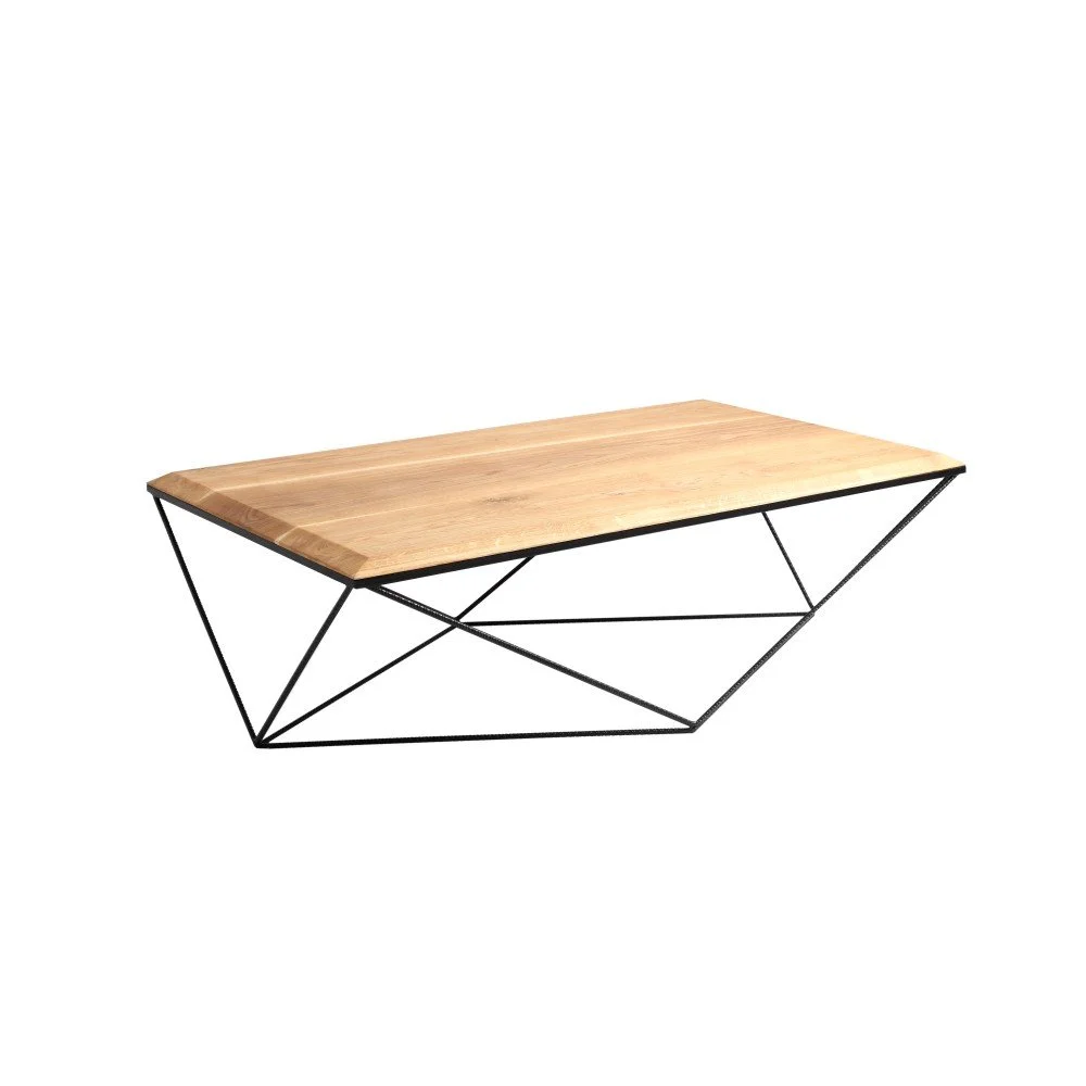 Konferenční stolek s černým podnožím a deskou z masivního dubu Custom Form Daryl, šířka 140 cm v:896070
