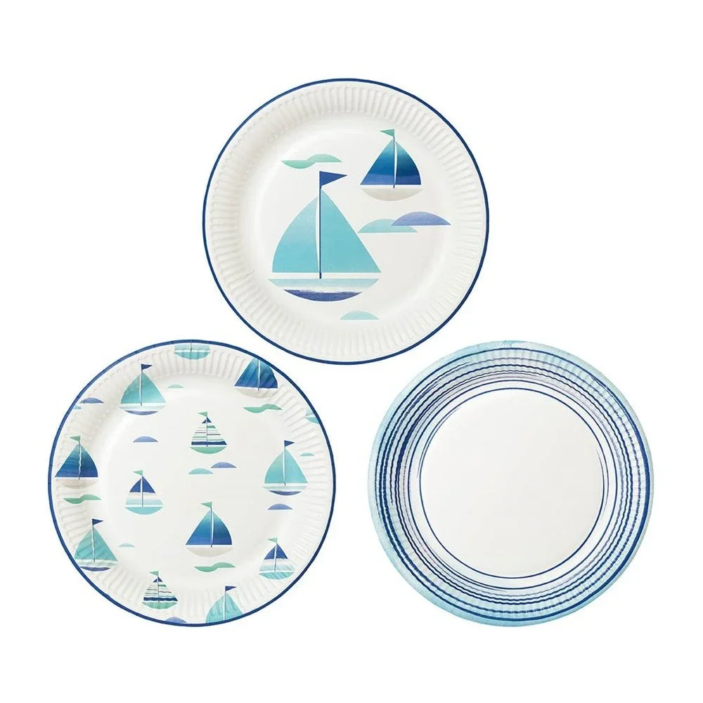 Sada 12 papírových talířů s 3 různými vzory Talking Tables Coast v:851402