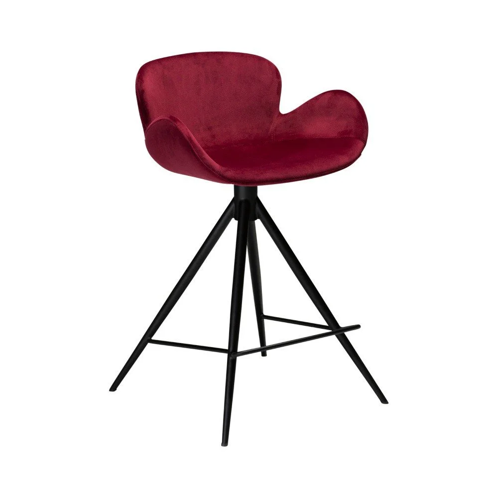 Vínová barová židle DAN–FORM Denmark Gaia Velvet, výška 87 cm v:1243932