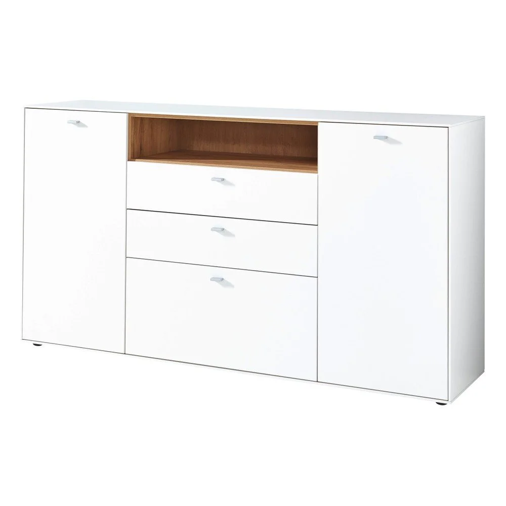 Bílá dvoudveřová komoda s detaily v dekoru dubového dřeva Germania Design2 v:971486