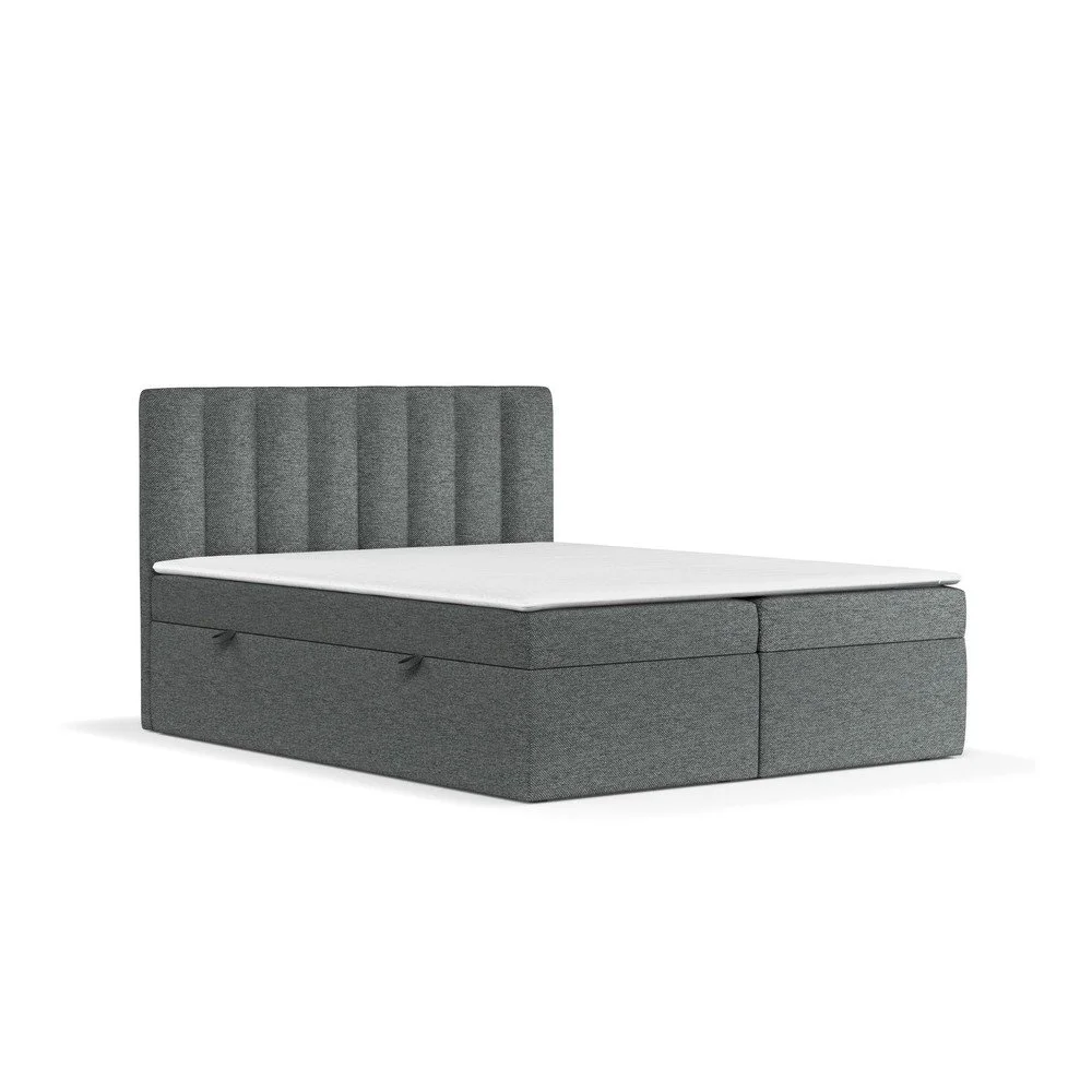 Tmavě šedá boxspring postel s úložným prostorem 140x200 cm Novento – Maison de Rêve v:1662330
