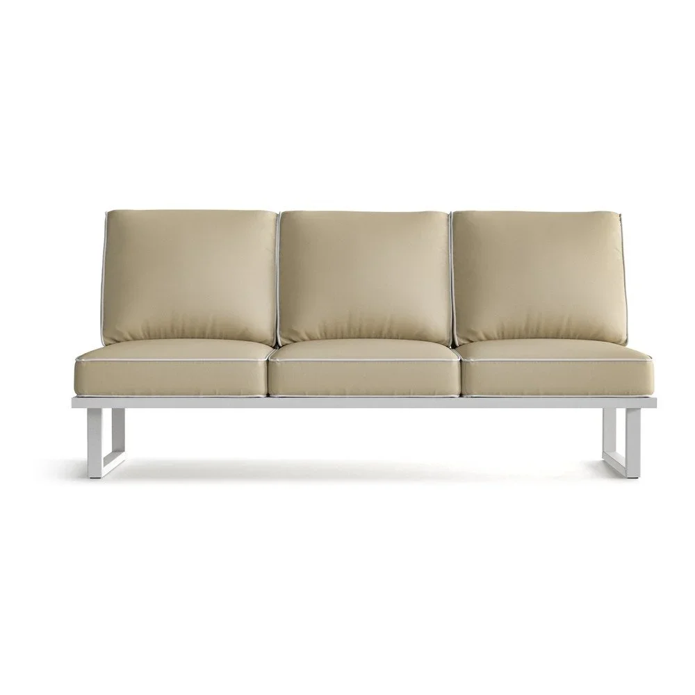 Béžová 3místná zahradní pohovka s bílým lemem Marie Claire Home Angie v:1245100 Béžová 3místná zahradní pohovka s bílým lemem Marie Claire Home Angie v:1245100