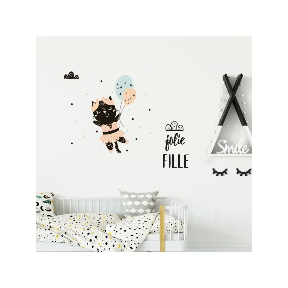 Sada nástěnných dětských samolepek Ambiance Scandinavian Animals Kitten v:1181580
