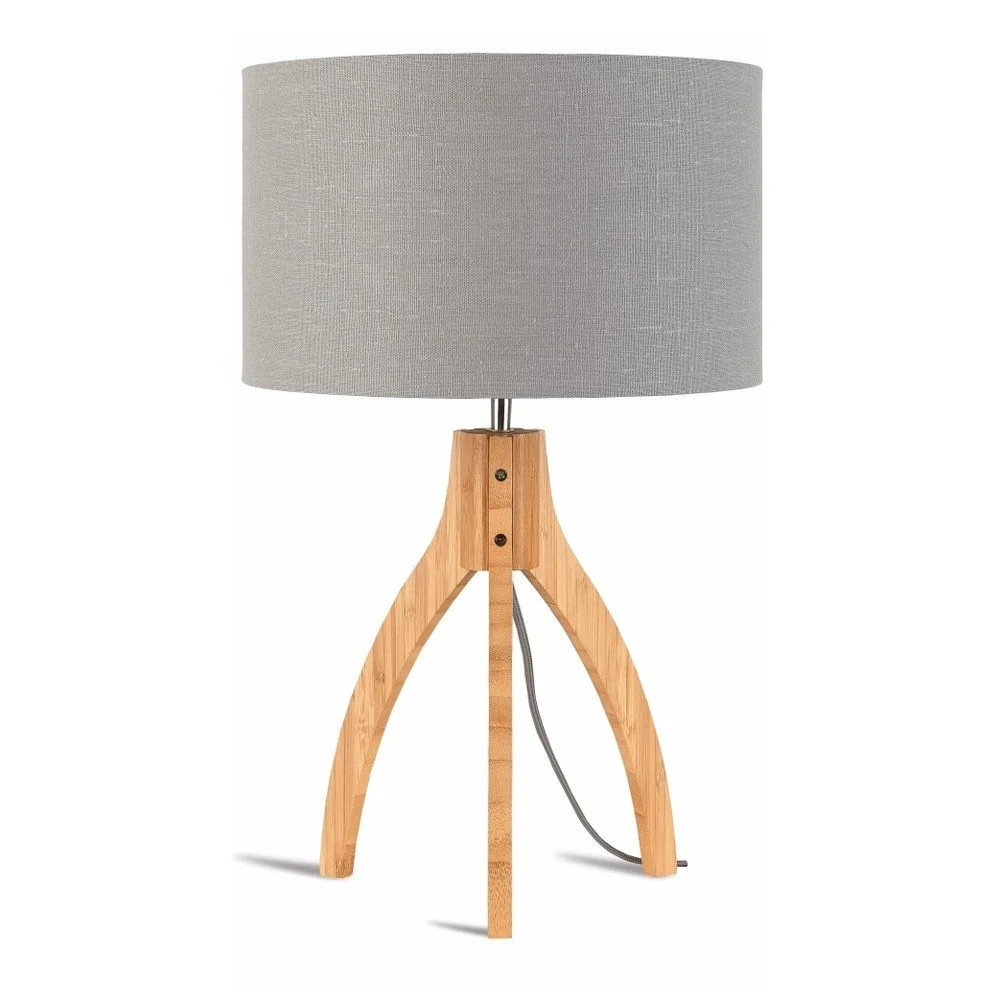 Stolní lampa se světle šedým stínidlem a konstrukcí z bambusu Good&Mojo Annapurna v:928002