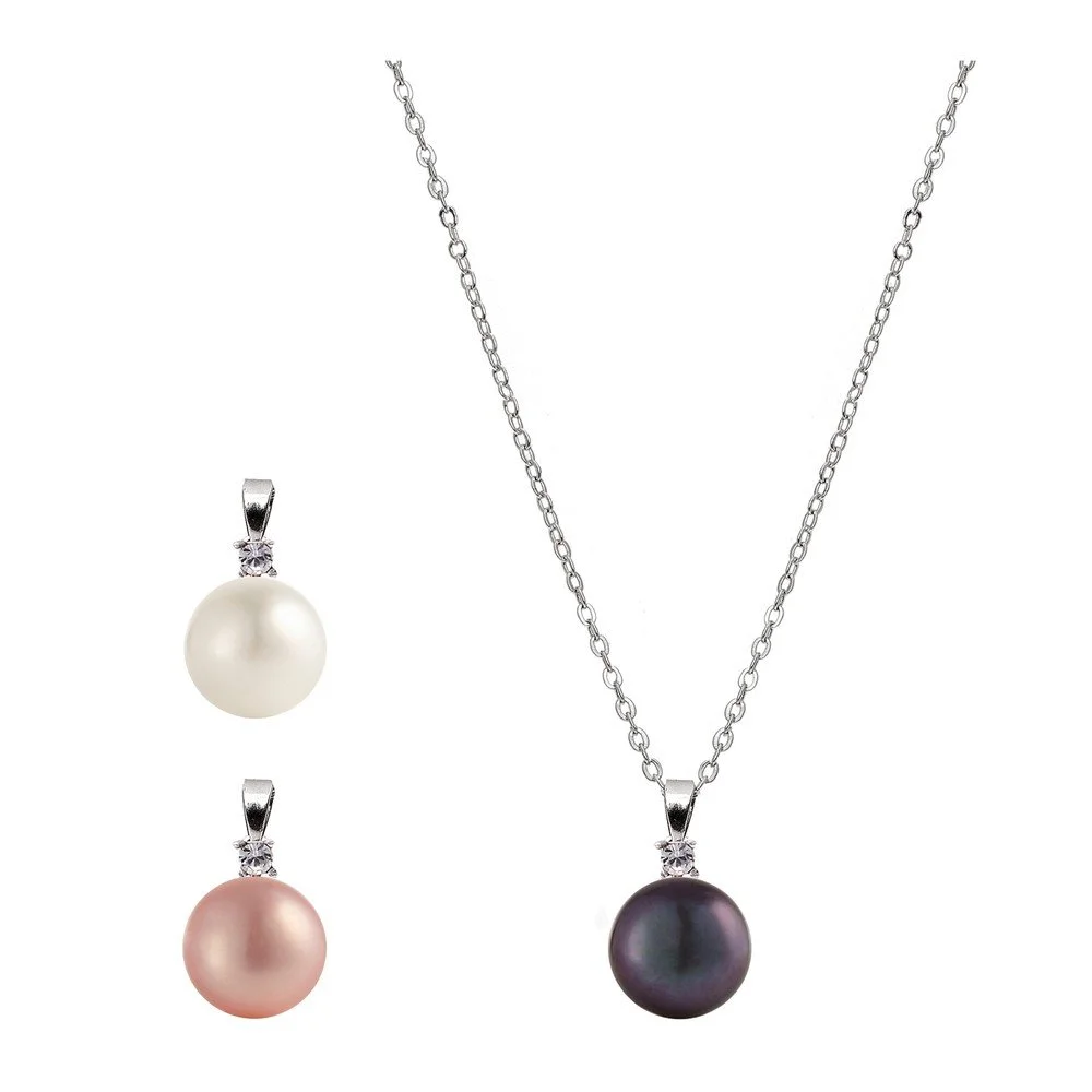 Řetízek se 3 přívěsky s perlou a Swarovski krystaly GemSeller Speciosa v:713698