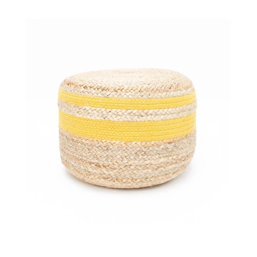 Puf z juty se žlutým detailem LABEL51 Braided v:1229164