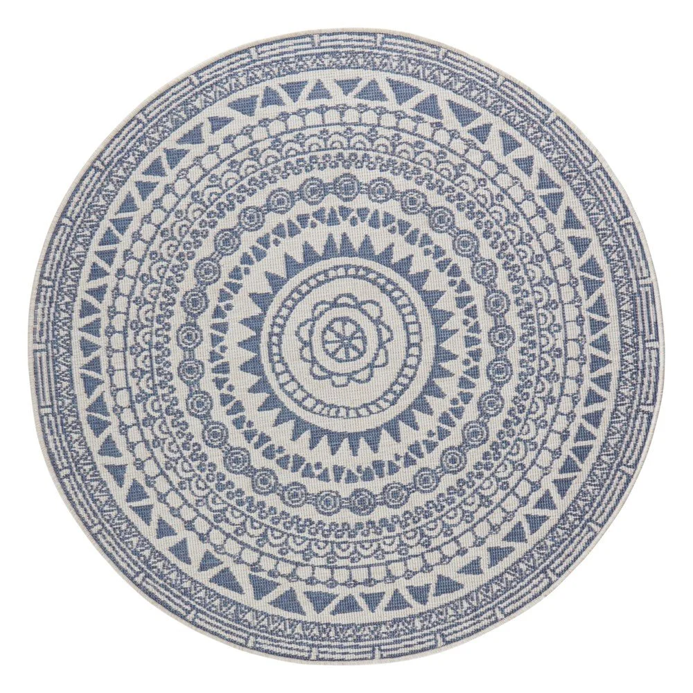 Modro-krémový venkovní koberec NORTHRUGS Coron, ø 140 cm v:1337839