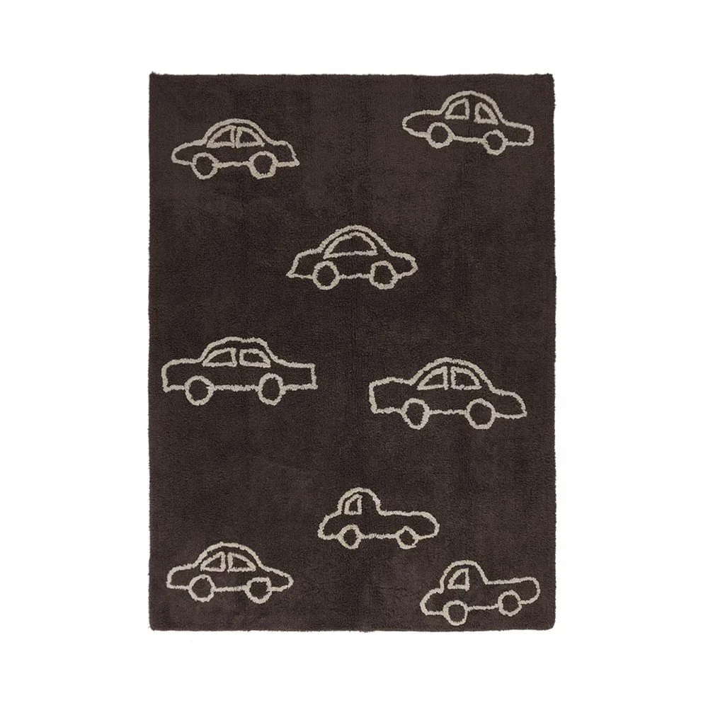 Hnědý bavlněný koberec Happy Decor Kids Coches, 160 x 120 cm v:852096