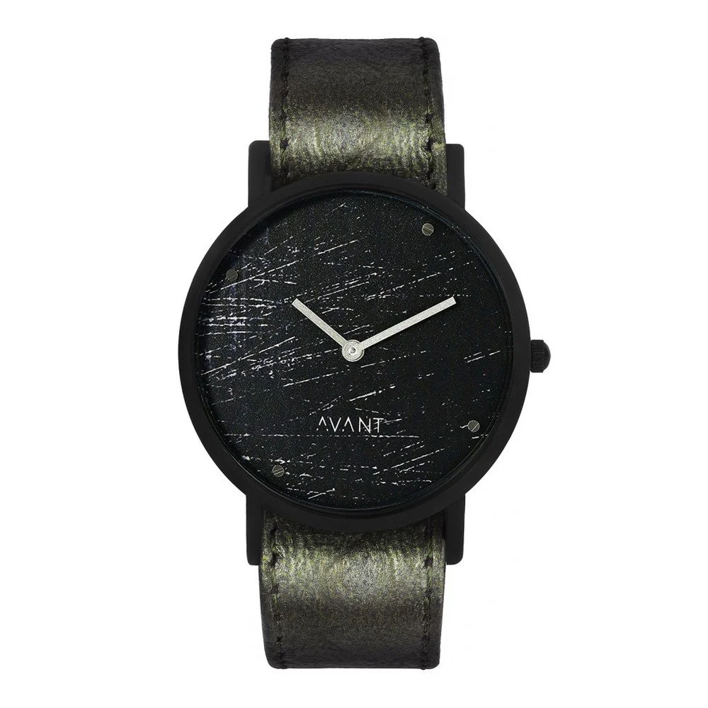 Černé unisex hodinky s tmavě zeleným řemínkem South Lane Stockholm Avant Raw v:872832