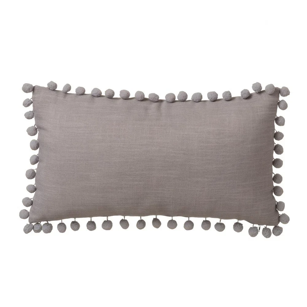 Šedý polštář Casa Selección Pompon, 50 x 30 cm v:1009114