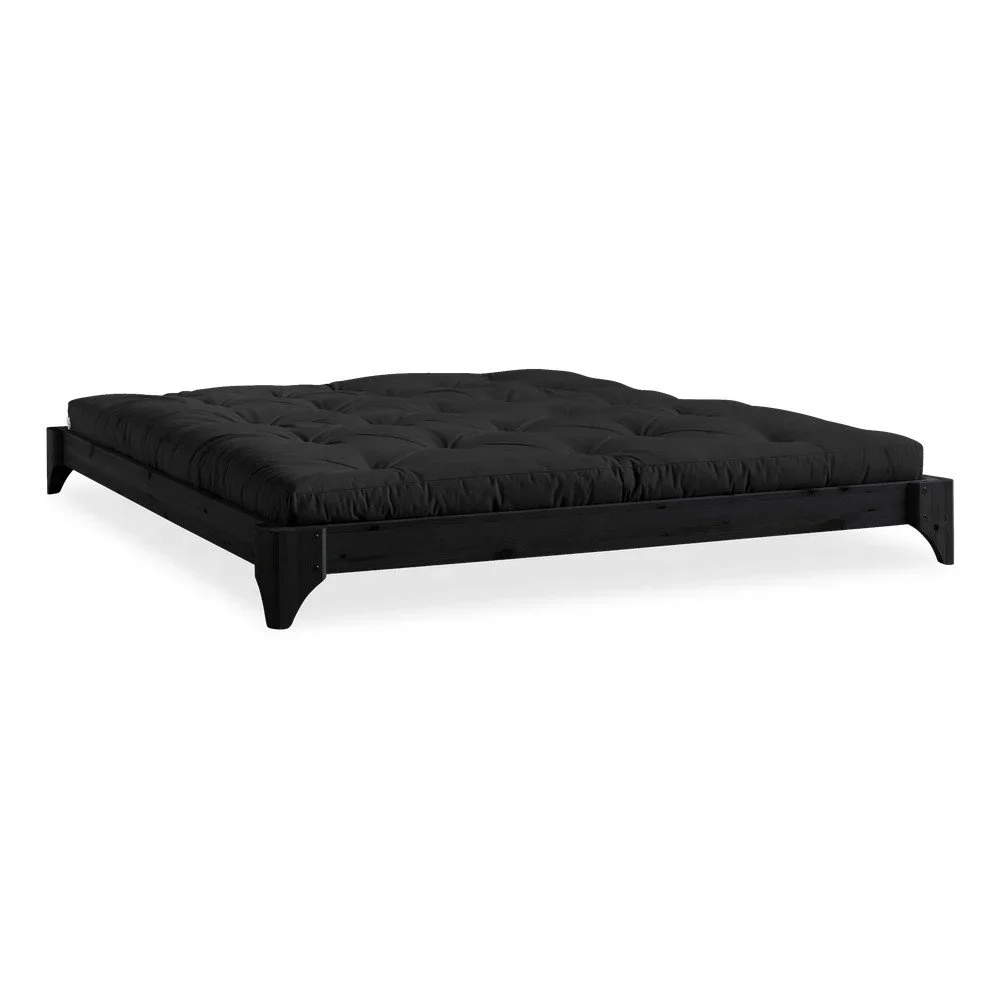 Dvoulůžková postel z borovicového dřeva s matrací Karup Design Elan Double Latex Black/Black, 180 x 200 cm v:1308900