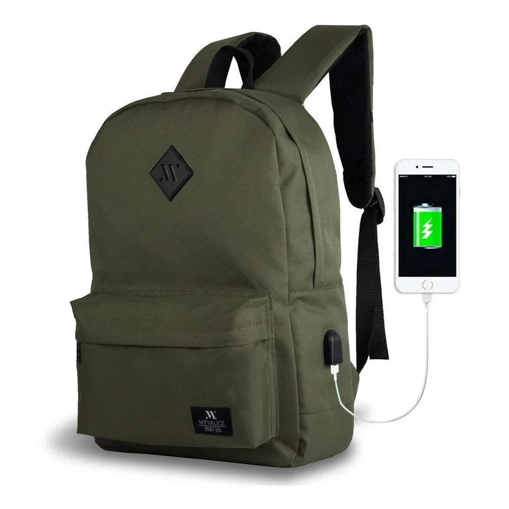 Tmavě zelený batoh s USB portem My Valice SPECTA Smart Bag v:1219836