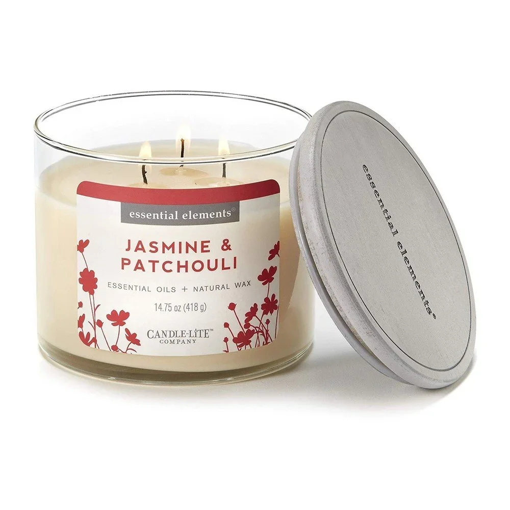 Vonná svíčka ve skle se sojovým voskem s vůní jasmínu a pačule Candle-Lite, doba hoření až 45 hodin v:1313642