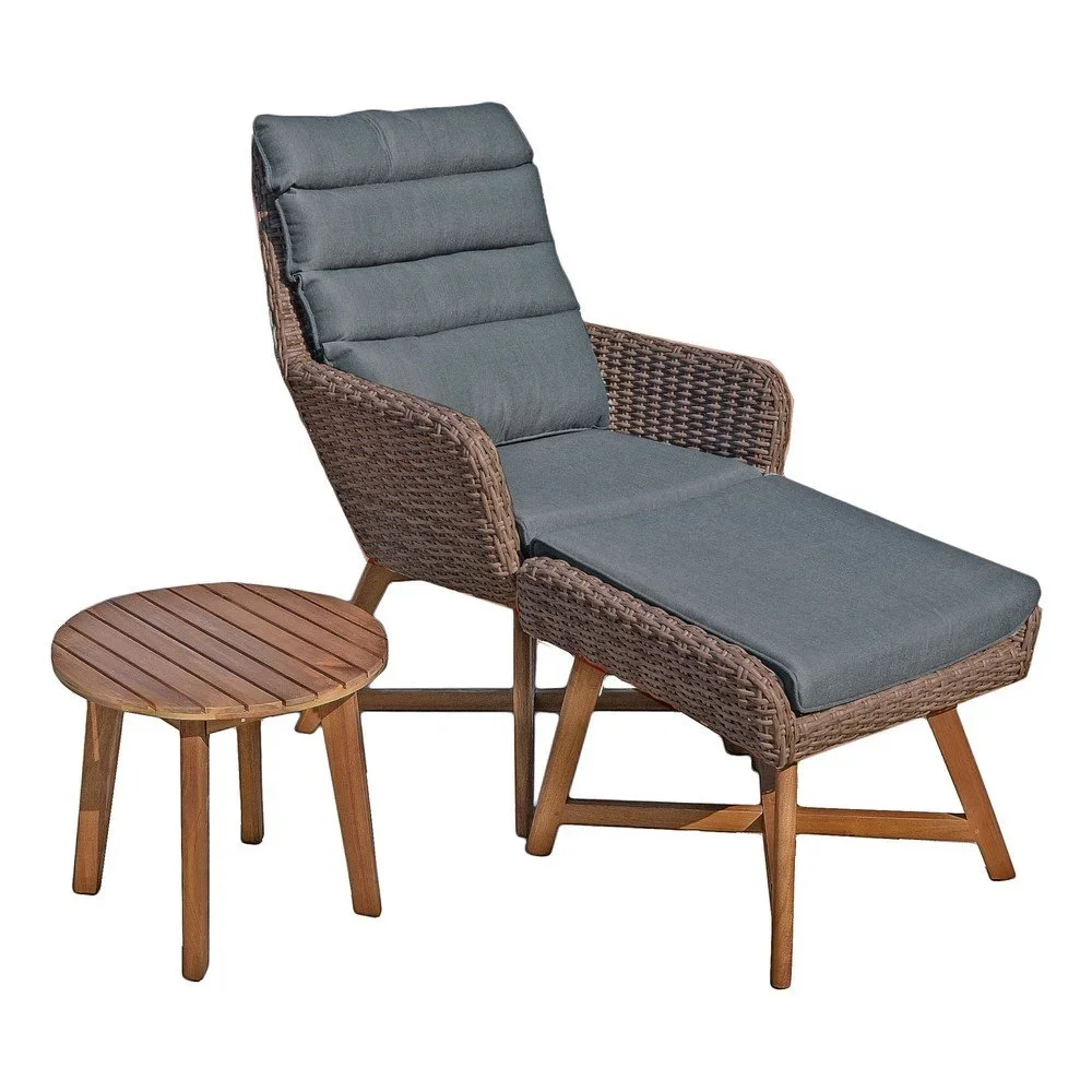 Set hnědého zahradního křesla s podnožkou a stolkem Garden Pleasure Caliva v:1326722