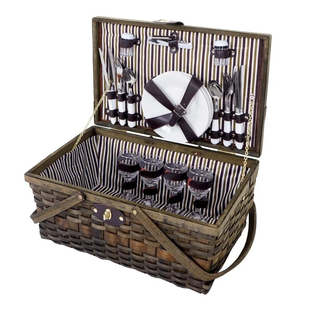 Proutěný piknikový koš pro čtyři Mendler Shabby v:762180