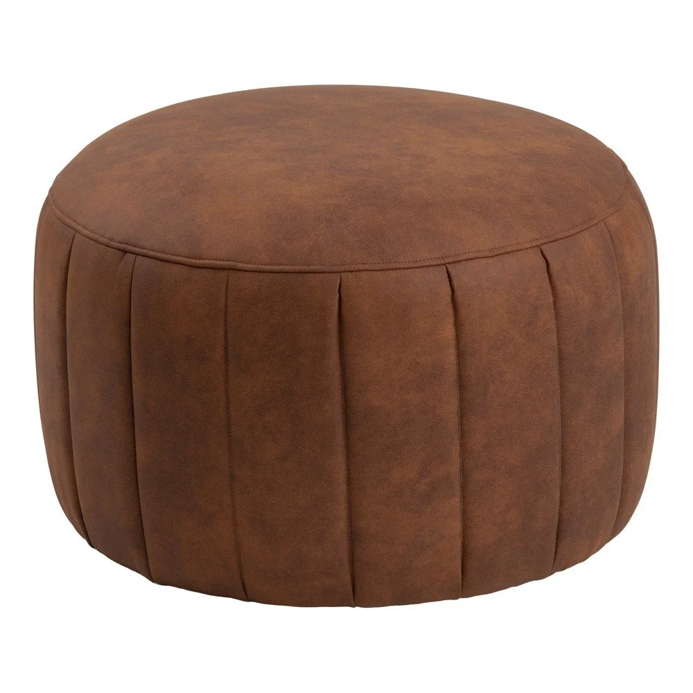 Koňakově hnědý puf z imitace kůže Actona Doria, ⌀ 60 cm v:1355861